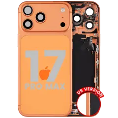 Back Housing W/ Charging Port Flex & Small Parts (US Version) (Used OEM Pull: Grade B) (Cosmic Orange)